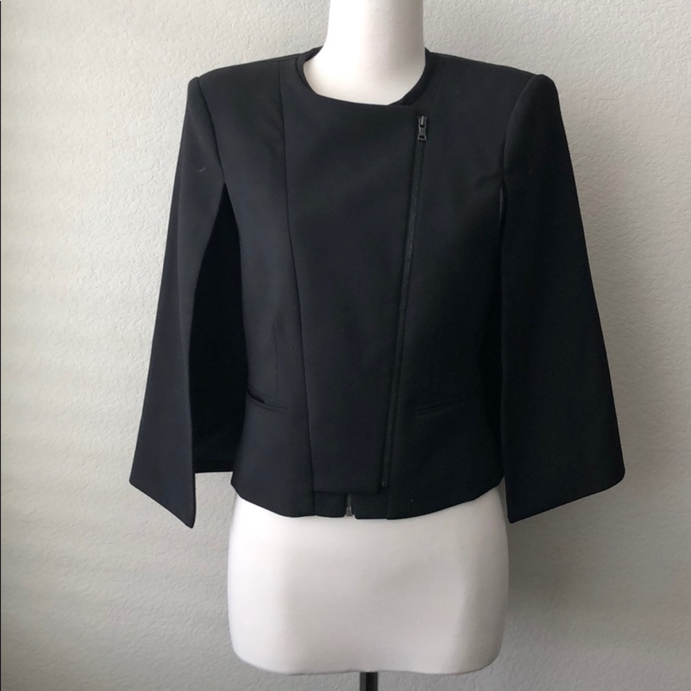 BCBGMAXAZRIA Cropped Capelet Jacket